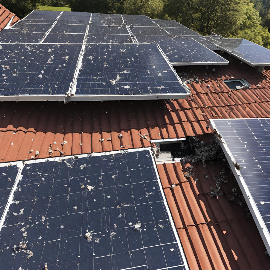 solar panels on the roof of a home in adelaide covered in bird droppings